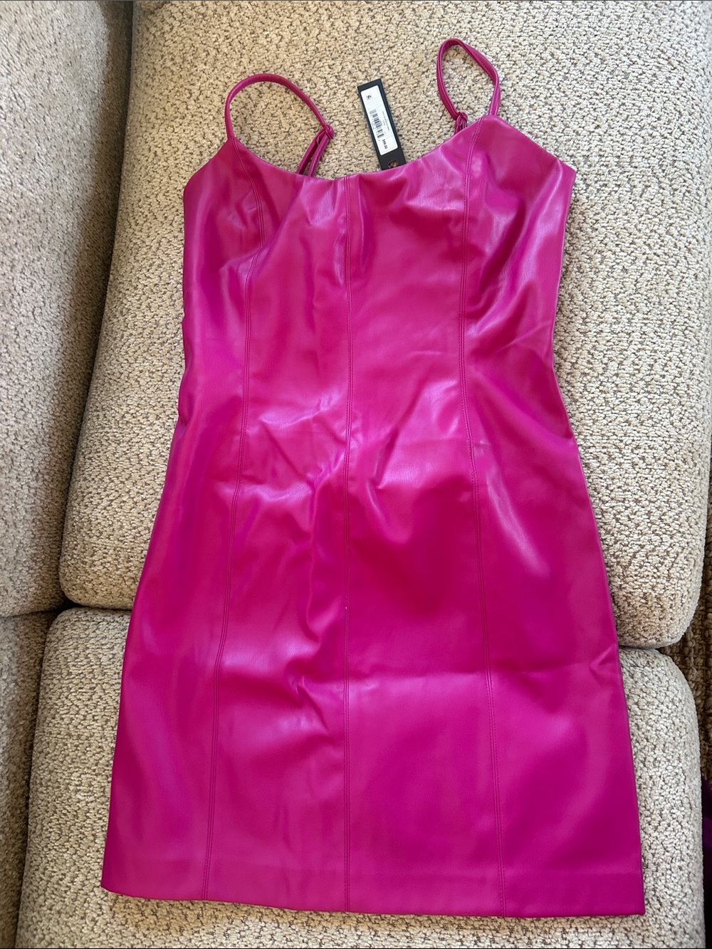Steve Madden Fuchsia Faux-Leather Mini Slip Dress